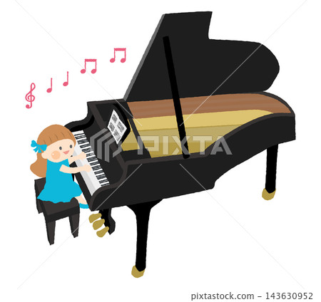 Vector illustration of a girl playing the piano at a recital. Vector illustration of a girl playing the piano at a recital. 143630952