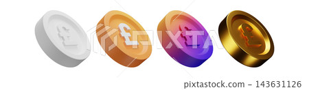 3D pound coin symbols displayed 3D pound coin symbols displayed 143631126
