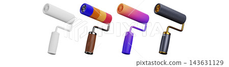 3d roll brush rollers arranged on white 3d roll brush rollers arranged on white 143631129