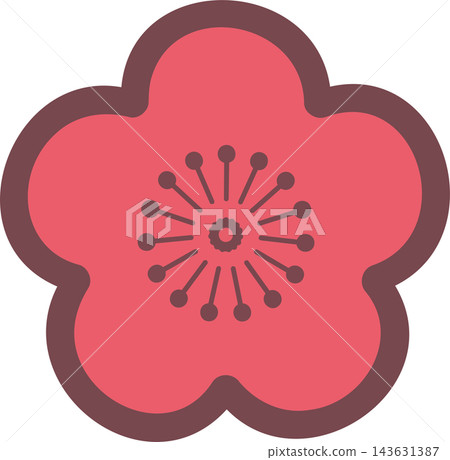 Illustration of red and pink plum blossoms 143631387