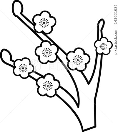 梅花和枝條的線條畫插圖 梅花和枝條的線條畫插圖 143631625