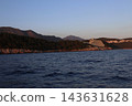 Hotel Croatia on Rocky Coast of Cavtat at Sunset - Modernist Architecture on Adriatic Sea 143631628