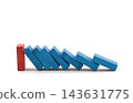 The domino effect stopped by a unique, one strong red piece isolated on white background with clipping path 143631775