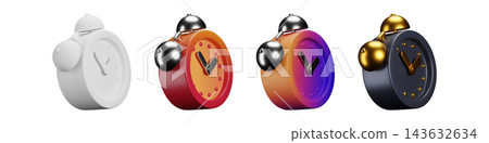3D clock set glossy time elements on white background 3D clock set glossy time elements on white background 143632634