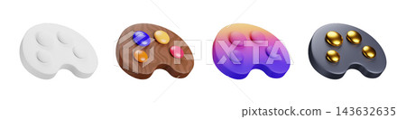 3D colour palette glossy painting elements on white background 3D colour palette glossy painting elements on white background 143632635