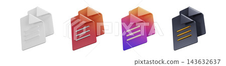 3D copy set glossy document elements on white background 3D copy set glossy document elements on white background 143632637