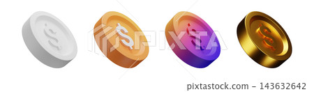 3D dollar set glossy currency elements on white background 3D dollar set glossy currency elements on white background 143632642