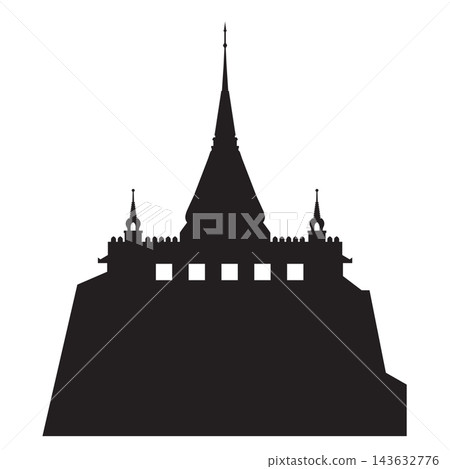 Wat Saket (Golden Mount) Thai temple silhouette 143632776