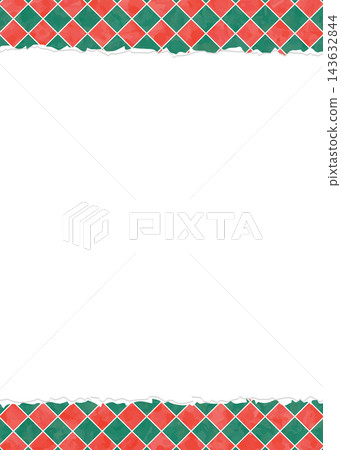 Torn paper-like background frame, diamond pattern, rhombus pattern, watercolor style, portrait orientation. 143632844