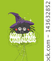 Cute Halloween spider in witch hat with Make Your Own Magic lettering vector illustration 143632852