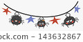 Halloween spider garland with stars in flat vector style for party decor 143632867