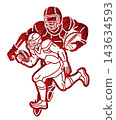 American Football Sport Male Players Mix Action Cartoon Graphic Vector 143634593