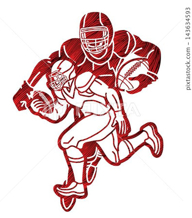 American Football Sport Male Players Mix Action Cartoon Graphic Vector American Football Sport Male Players Mix Action Cartoon Graphic Vector 143634593