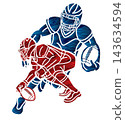 American Football Sport Male Players Mix Action Cartoon Graphic Vector 143634594