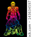 American Football Sport Male Players Mix Action Cartoon Graphic Vector 143634597