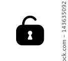 Icon of a padlock silhouette being unlocked 143635092