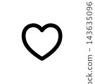 A simple heart-shaped icon drawn with lines. 143635096