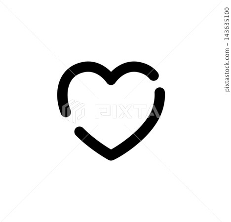 A simple heart-shaped icon drawn with dashed lines. A simple heart-shaped icon drawn with dashed lines. 143635100