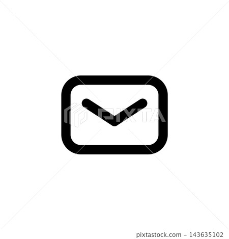 A simple letter envelope icon drawn with lines. A simple letter envelope icon drawn with lines. 143635102
