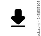Silhouette material shaped like a download icon 143635106