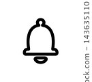 A simple bell icon drawn with lines. 143635110