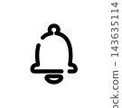 A simple bell icon drawn with dashed lines. 143635114