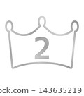 銀色皇冠和數字 2 閃耀著光芒，代表著第二名/銀獎排名圖標，紀念成立 2 週年和排名第二。 143635219