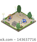 [Isometric Image] Children's Park - Square, Transparent PNG, with People 143637716