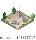 [Isometric Image] Children's Park - Square, Transparent PNG, with People 143637717