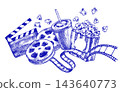 retro cinema horizontal composition. vector illustration in sketch style 143640773