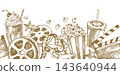 Seamless border of classic cinema. retro sketch illustration. 143640944