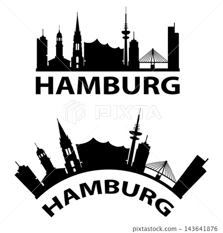 Hamburg city skyline silhouette. Hamburg Germany skyline sign. Hamburg landscape city design. flat style. Hamburg city skyline silhouette. Hamburg Germany skyline sign. Hamburg landscape city design. flat style. 143641876