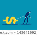 Financial Debt and Burden. Businessman Tied with Dollar Symbol. 143641992