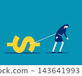 Financial Debt and Burden. Businesswoman Tied with Dollar Symbol. 143641993