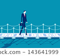 Successful Career Path. Businessman Walking on Money Carpet. 143641999