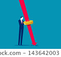 Investment Risk and Financial Crisis. Financial Graph Piercing Through Money on Businessman Hand. 143642003