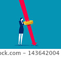 Investment Risk and Financial Crisis. Financial Graph Piercing Through Money on Businesswoman Hand. 143642004