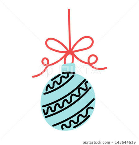 Blue Christmas Bauble with Red Ribbon Bow Ornament 143644639