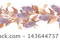 Seamless border of the dried thistles and plants. Horizontal border composition for floral design and decor purposes. 143644737