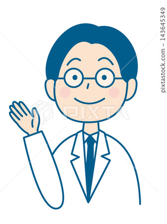 一名身穿白大褂、戴著眼鏡的男子正用右手引導著他。 一名身穿白大褂、戴著眼鏡的男子正用右手引導著他。 143645349