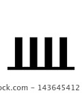 A black bar graph icon that remains flat at a certain level; transparent background. 143645412