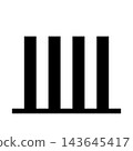 A black bar graph icon showing a stable, flat trend at a high level (with a transparent background). 143645417