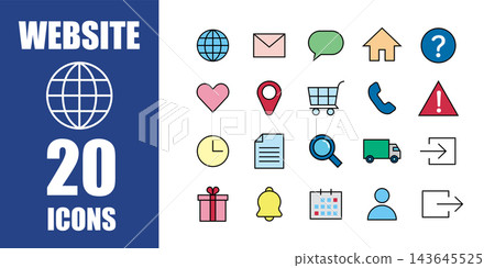 Icon set for websites and online shops. Color vector illustrations. Icon set for websites and online shops. Color vector illustrations. 143645525