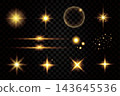 金色光暈和光線向量特效套裝 143645536