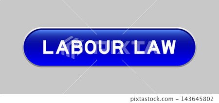 Blue color capsule shape button with word labour law on gray background 143645802