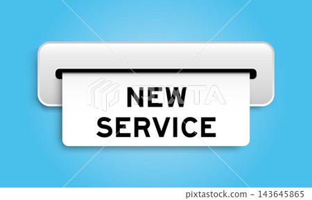 White coupon banner with word new service from machine on blue color background White coupon banner with word new service from machine on blue color background 143645865