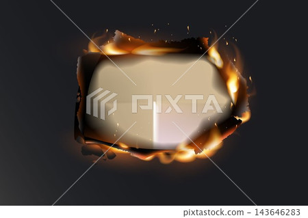 Old paper burning creating a frame for a blank center ready for content Old paper burning creating a frame for a blank center ready for content 143646283