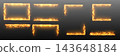 Fire frames, corners, and lines creating hot glowing borders on a transparent background 143648184