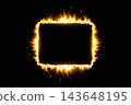 Dynamic fire frame creating a hot border with glowing flames and sparks 143648195