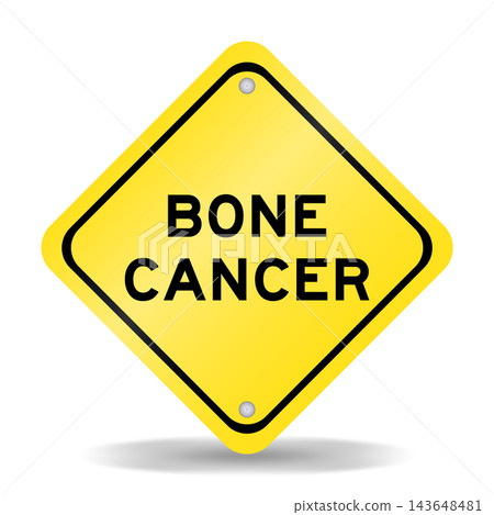 Yellow color transportation sign with word bone cancer on white background Yellow color transportation sign with word bone cancer on white background 143648481